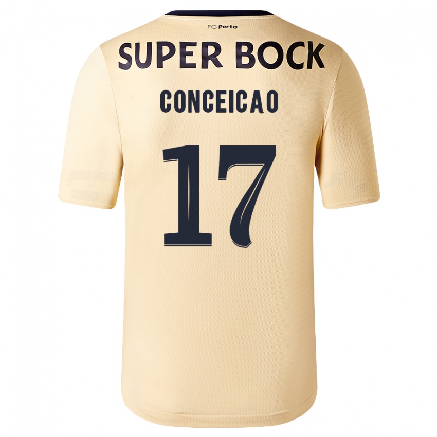 Kinder Rodrigo Conceicao #17 Beige-Gold Auswärtstrikot Trikot 2023/24 T-Shirt Österreich