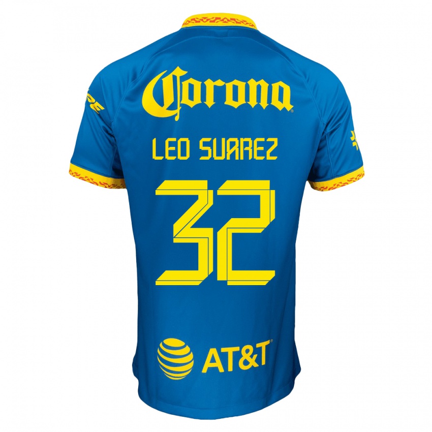Kinder Leo Suarez #32 Blau Auswärtstrikot Trikot 2023/24 T-Shirt Österreich