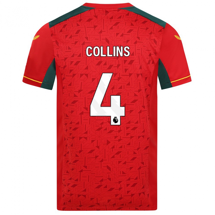 Herren Nathan Collins #4 Rot Auswärtstrikot Trikot 2023/24 T-Shirt Österreich