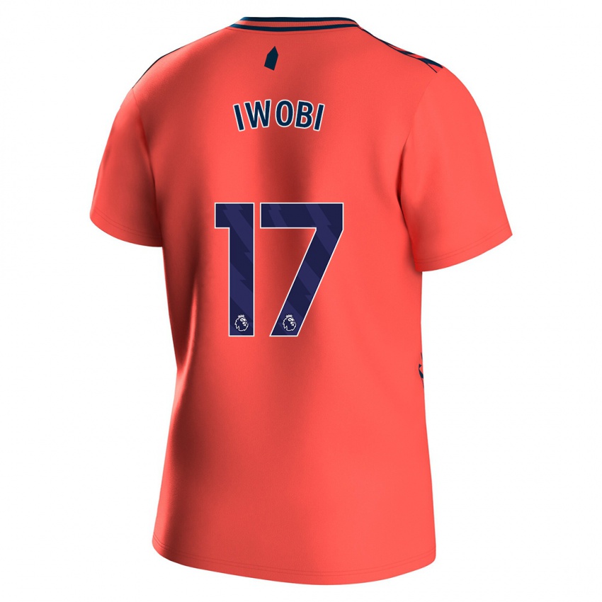 Herren Alex Iwobi #17 Koralle Auswärtstrikot Trikot 2023/24 T-Shirt Österreich