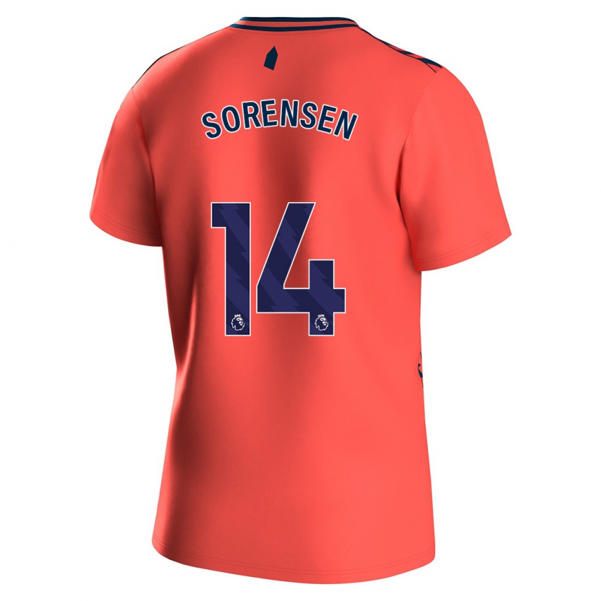 Herren Nicoline Sorensen #14 Koralle Auswärtstrikot Trikot 2023/24 T-Shirt Österreich