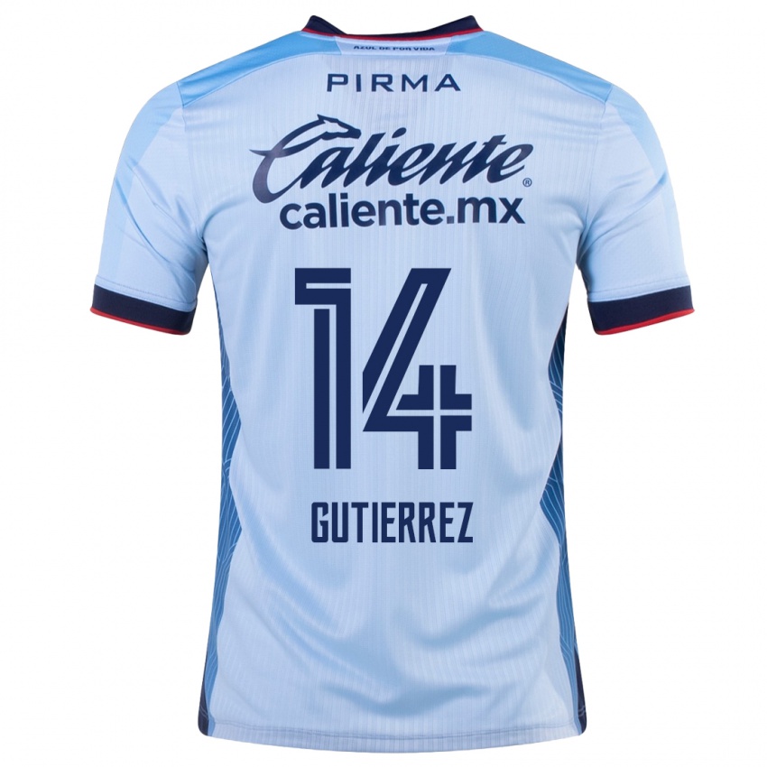 Herren Alexis Gutierrez #14 Himmelblau Auswärtstrikot Trikot 2023/24 T-Shirt Österreich