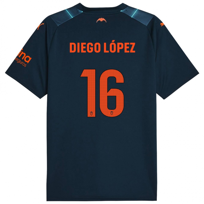 Damen Diego Lopez #16 Marineblau Auswärtstrikot Trikot 2023/24 T-Shirt Österreich