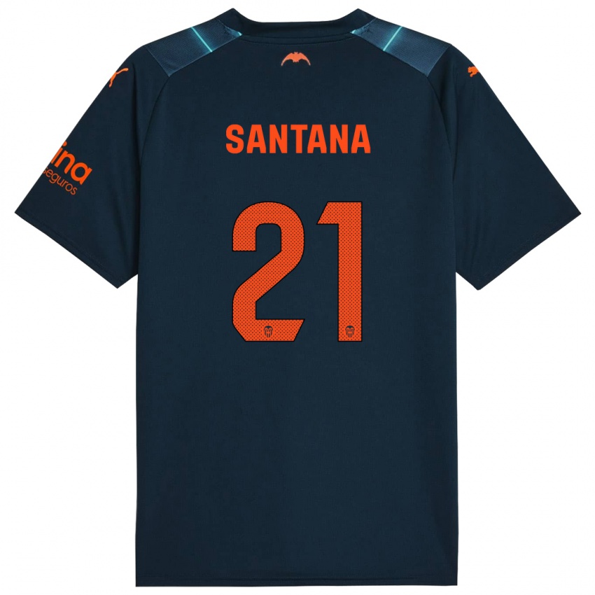 Damen Ismael Santana #21 Marineblau Auswärtstrikot Trikot 2023/24 T-Shirt Österreich