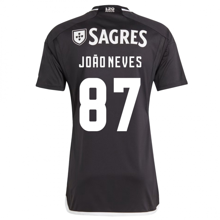 Damen João Neves #87 Schwarz Auswärtstrikot Trikot 2023/24 T-Shirt Österreich