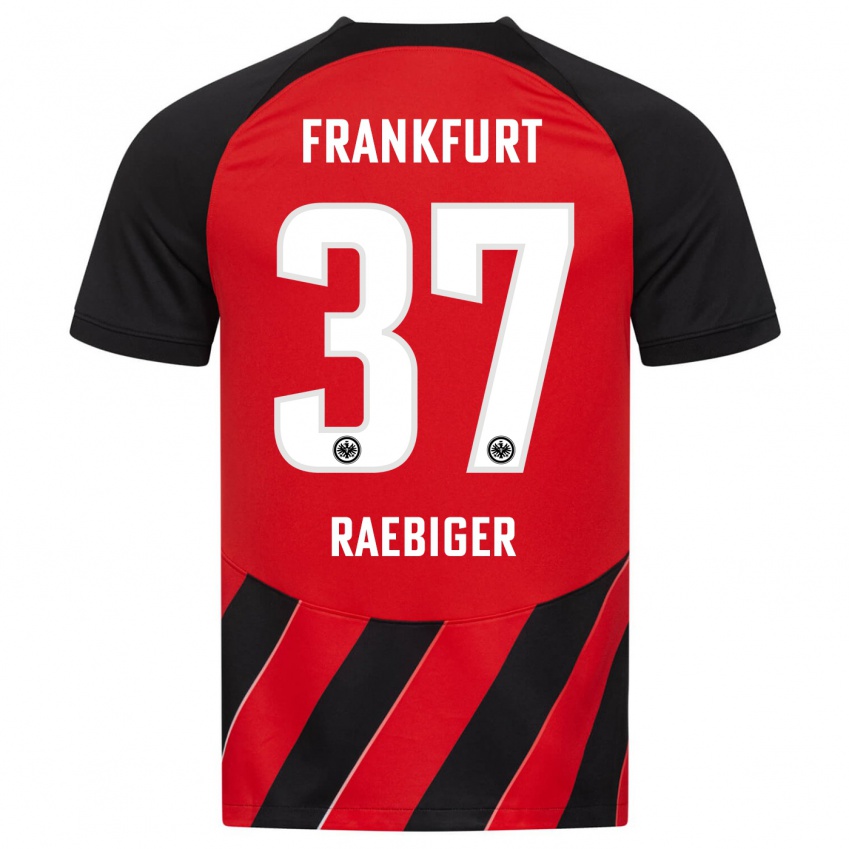 Kinder Sidney Raebiger #37 Rot Schwarz Heimtrikot Trikot 2023/24 T-Shirt Österreich