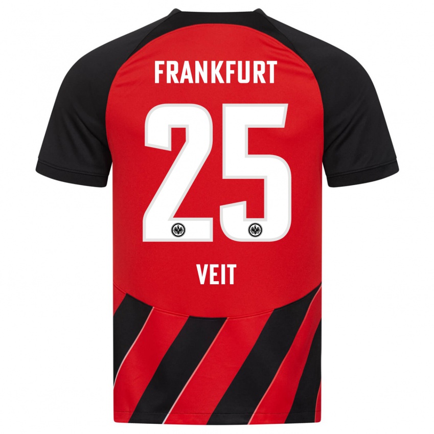 Kinder Jella Veit #25 Rot Schwarz Heimtrikot Trikot 2023/24 T-Shirt Österreich