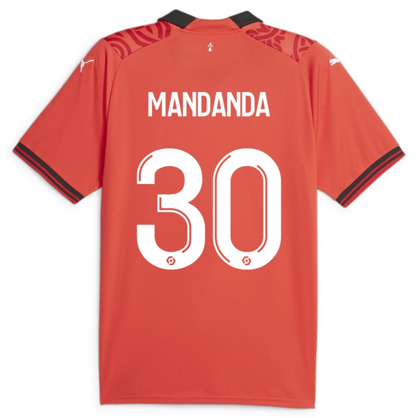Kinder Steve Mandanda #30 Rot Heimtrikot Trikot 2023/24 T-Shirt Österreich