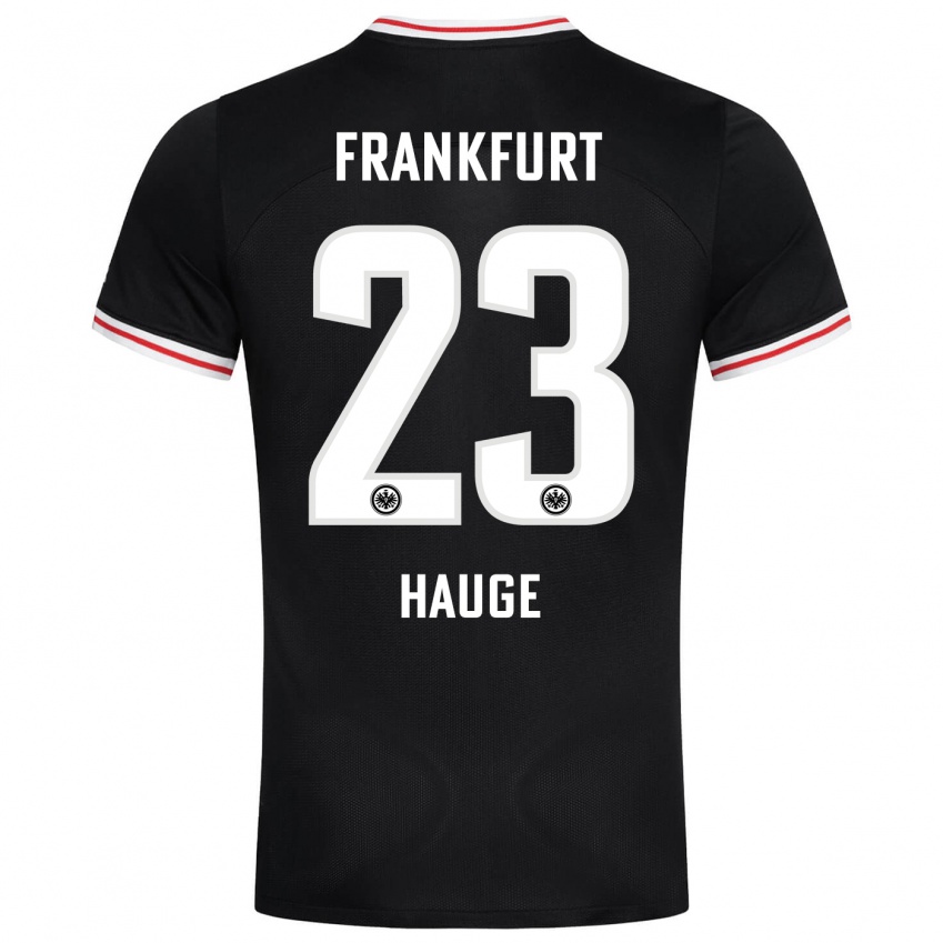 Kinder Jens Petter Hauge #23 Schwarz Auswärtstrikot Trikot 2023/24 T-Shirt Österreich
