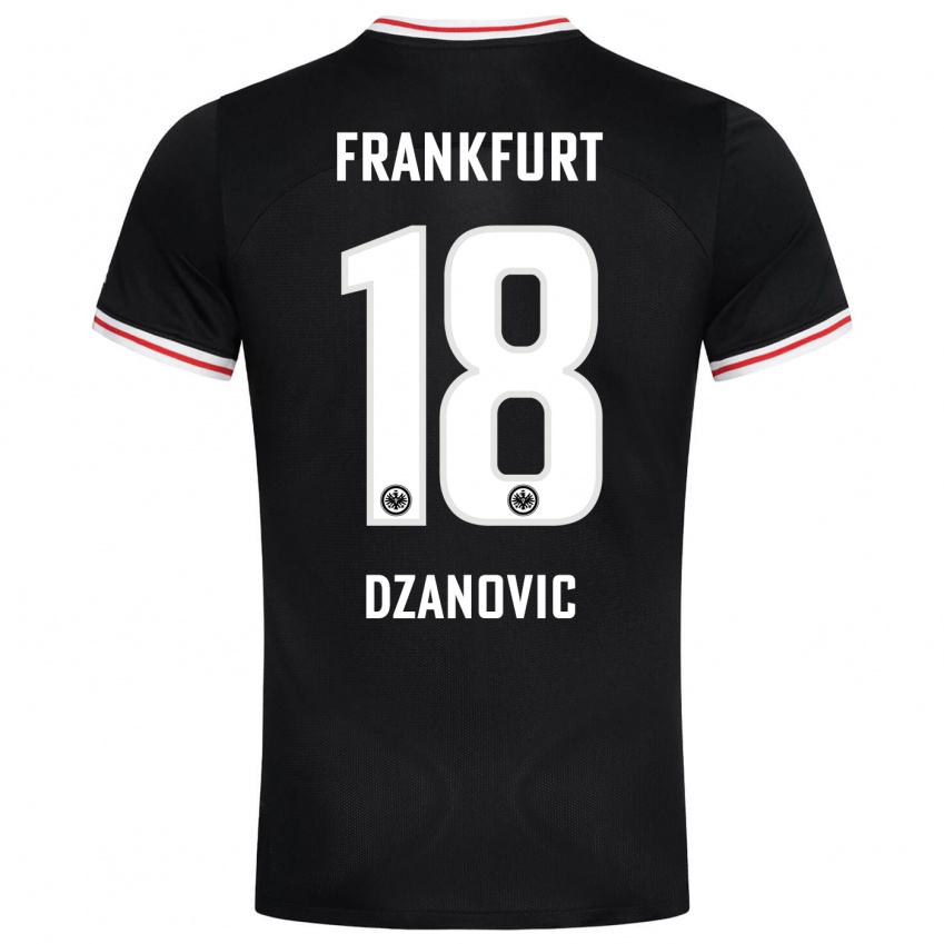 Kinder Benjamin Dzanovic #18 Schwarz Auswärtstrikot Trikot 2023/24 T-Shirt Österreich