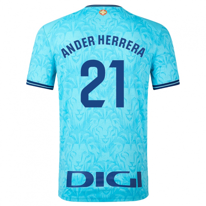 Kinder Ander Herrera #21 Himmelblau Auswärtstrikot Trikot 2023/24 T-Shirt Österreich