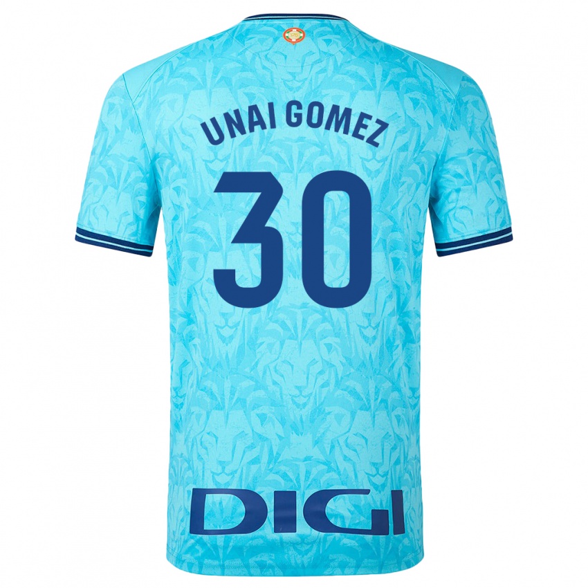 Kinder Unai Gómez #30 Himmelblau Auswärtstrikot Trikot 2023/24 T-Shirt Österreich