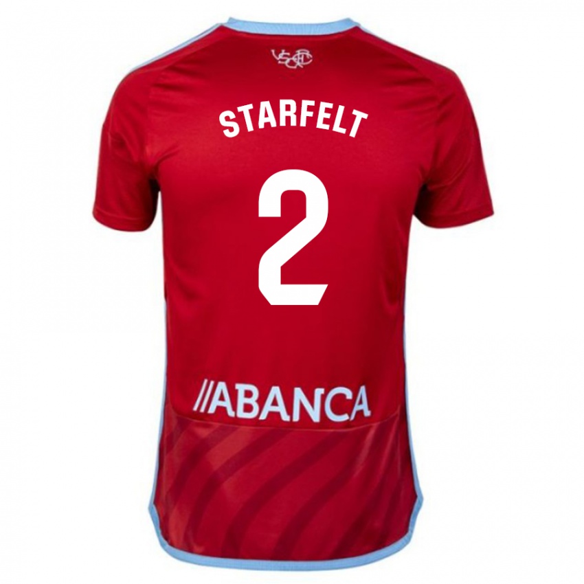 Kinder Carl Starfelt #2 Rot Auswärtstrikot Trikot 2023/24 T-Shirt Österreich
