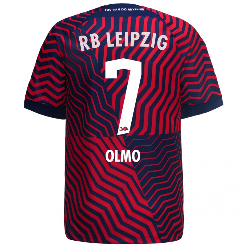 Herren Dani Olmo #7 Blau Rot Auswärtstrikot Trikot 2023/24 T-Shirt Österreich