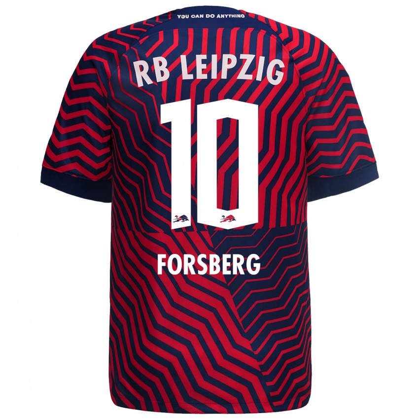 Herren Emil Forsberg #10 Blau Rot Auswärtstrikot Trikot 2023/24 T-Shirt Österreich