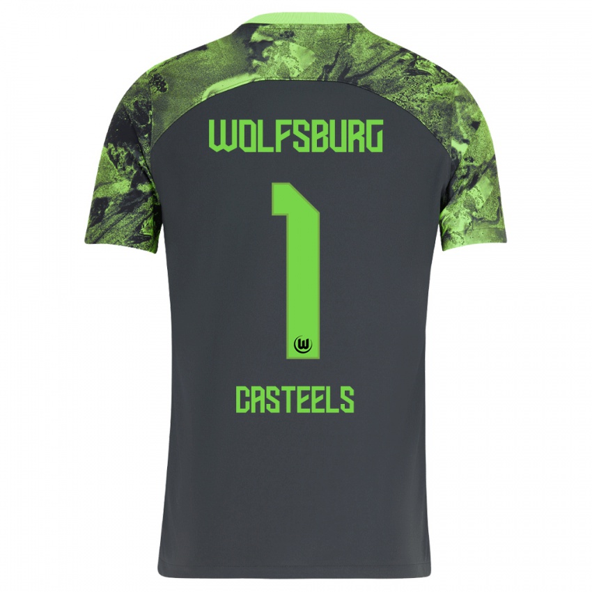 Herren Koen Casteels #1 Dunkelgrau Auswärtstrikot Trikot 2023/24 T-Shirt Österreich