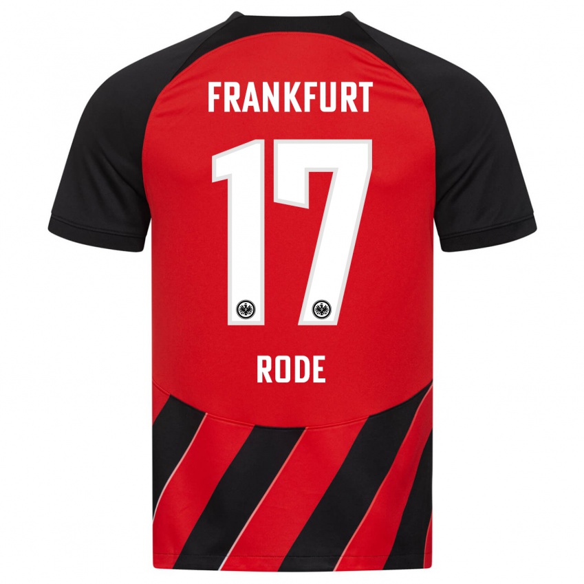 Damen Sebastian Rode #17 Rot Schwarz Heimtrikot Trikot 2023/24 T-Shirt Österreich