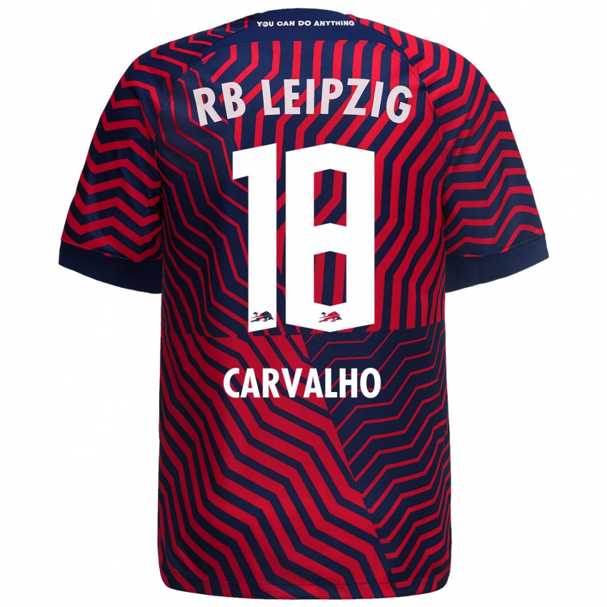 Damen Fabio Carvalho #18 Blau Rot Auswärtstrikot Trikot 2023/24 T-Shirt Österreich