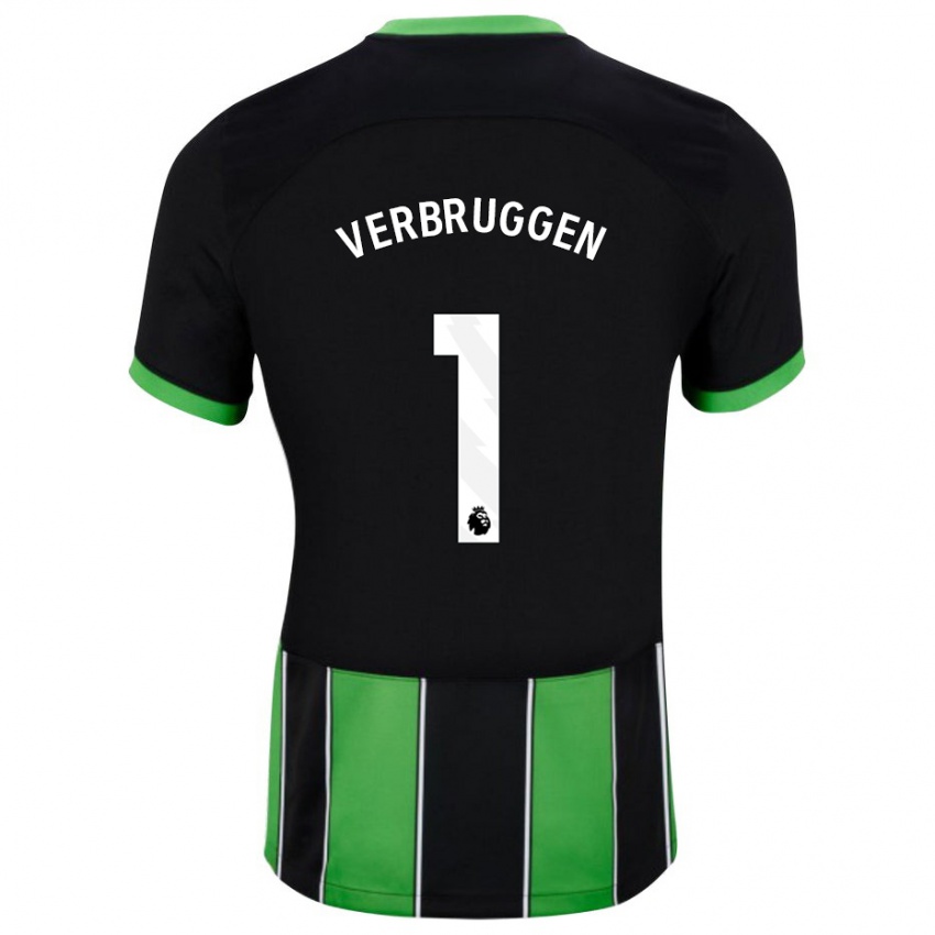 Kinder Bart Verbruggen #1 Schwarz Grün Auswärtstrikot Trikot 2023/24 T-Shirt Österreich