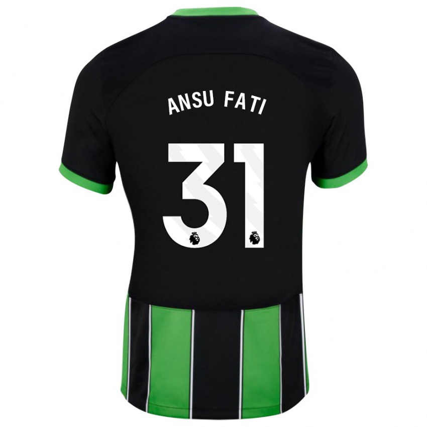 Kinder Ansu Fati #31 Schwarz Grün Auswärtstrikot Trikot 2023/24 T-Shirt Österreich