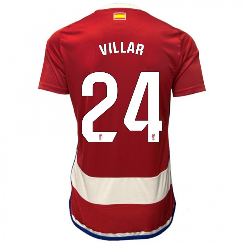 Damen Gonzalo Villar #24 Rot Heimtrikot Trikot 2023/24 T-Shirt Österreich