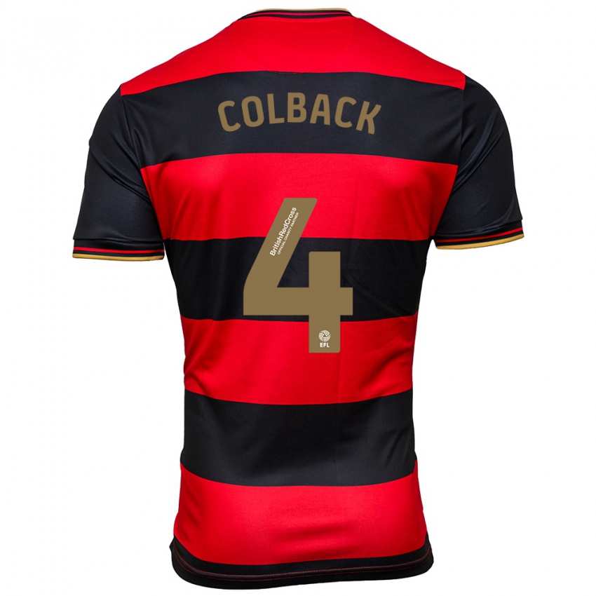 Damen Jack Colback #4 Schwarz Rot Auswärtstrikot Trikot 2023/24 T-Shirt Österreich