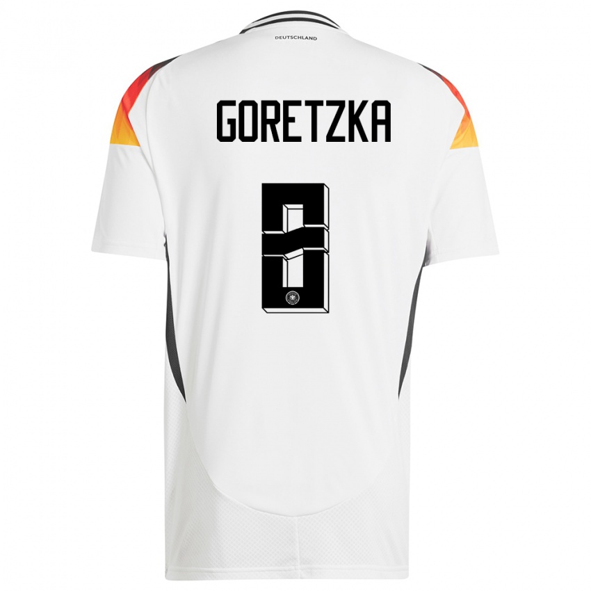 Kinder Deutschland Leon Goretzka #8 Weiß Heimtrikot Trikot 24-26 T-Shirt Österreich