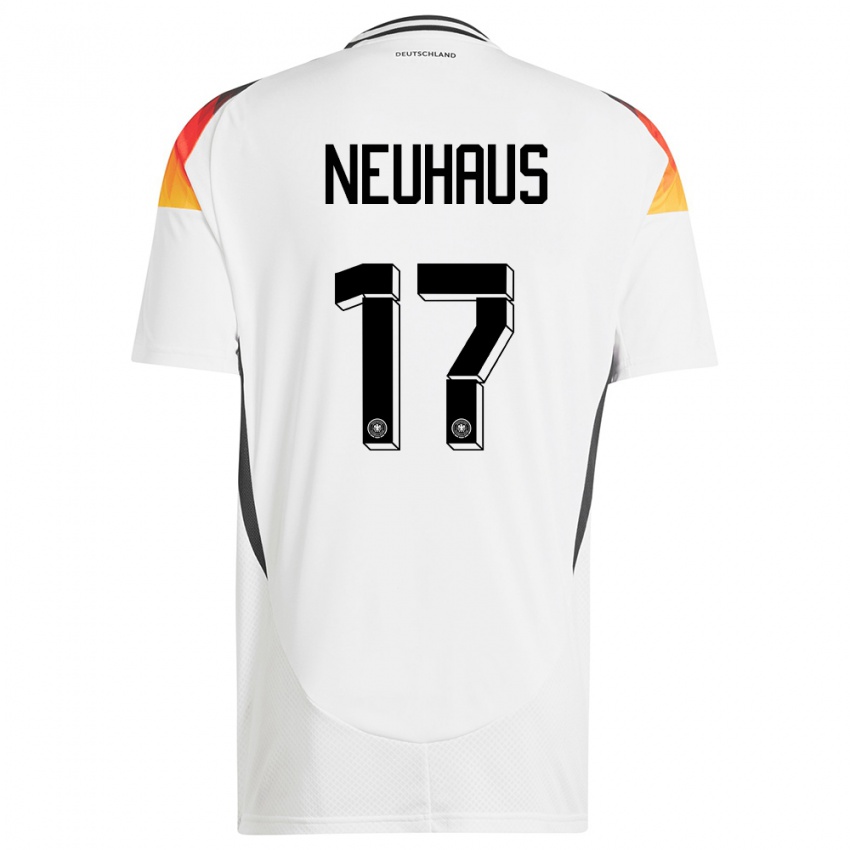 Kinder Deutschland Florian Neuhaus #17 Weiß Heimtrikot Trikot 24-26 T-Shirt Österreich