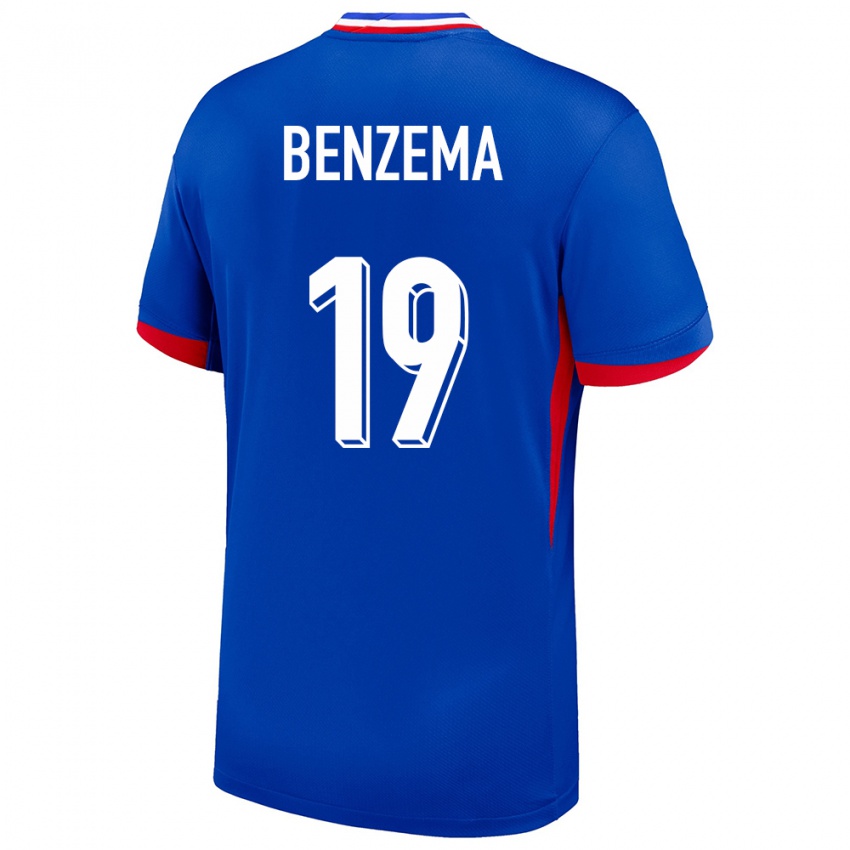 Kinder Frankreich Karim Benzema #19 Blau Heimtrikot Trikot 24-26 T-Shirt Österreich