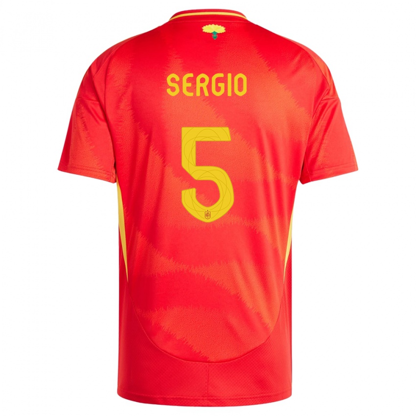 Kinder Spanien Sergio Busquets #5 Rot Heimtrikot Trikot 24-26 T-Shirt Österreich