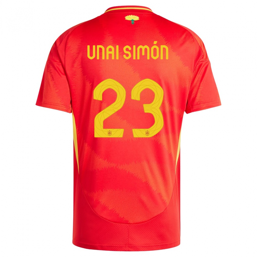 Kinder Spanien Unai Simon #23 Rot Heimtrikot Trikot 24-26 T-Shirt Österreich