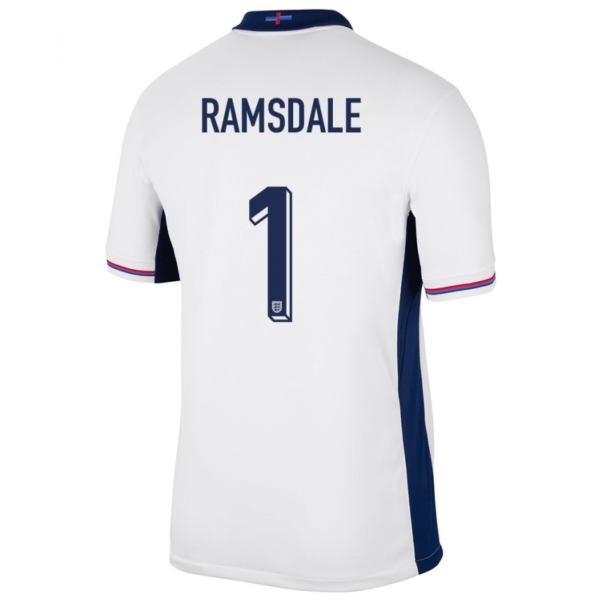 Kinder England Aaron Ramsdale #1 Weiß Heimtrikot Trikot 24-26 T-Shirt Österreich