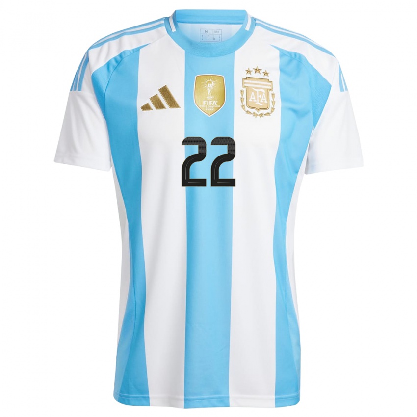 Kinder Argentinien Lautaro Martinez #22 Weiß Blau Heimtrikot Trikot 24-26 T-Shirt Österreich