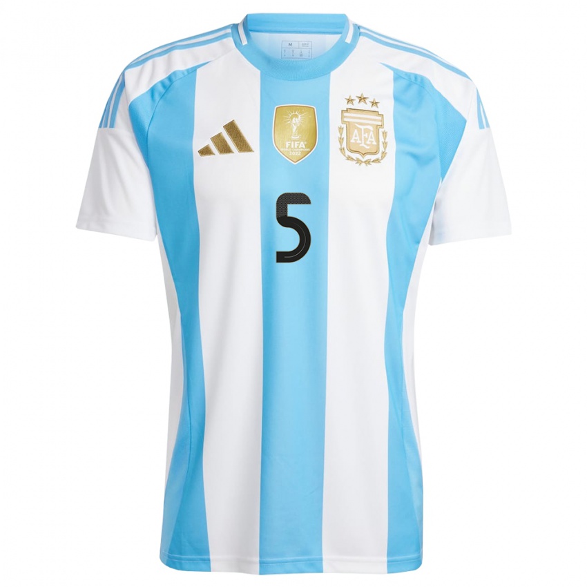 Kinder Argentinien Leandro Paredes #5 Weiß Blau Heimtrikot Trikot 24-26 T-Shirt Österreich