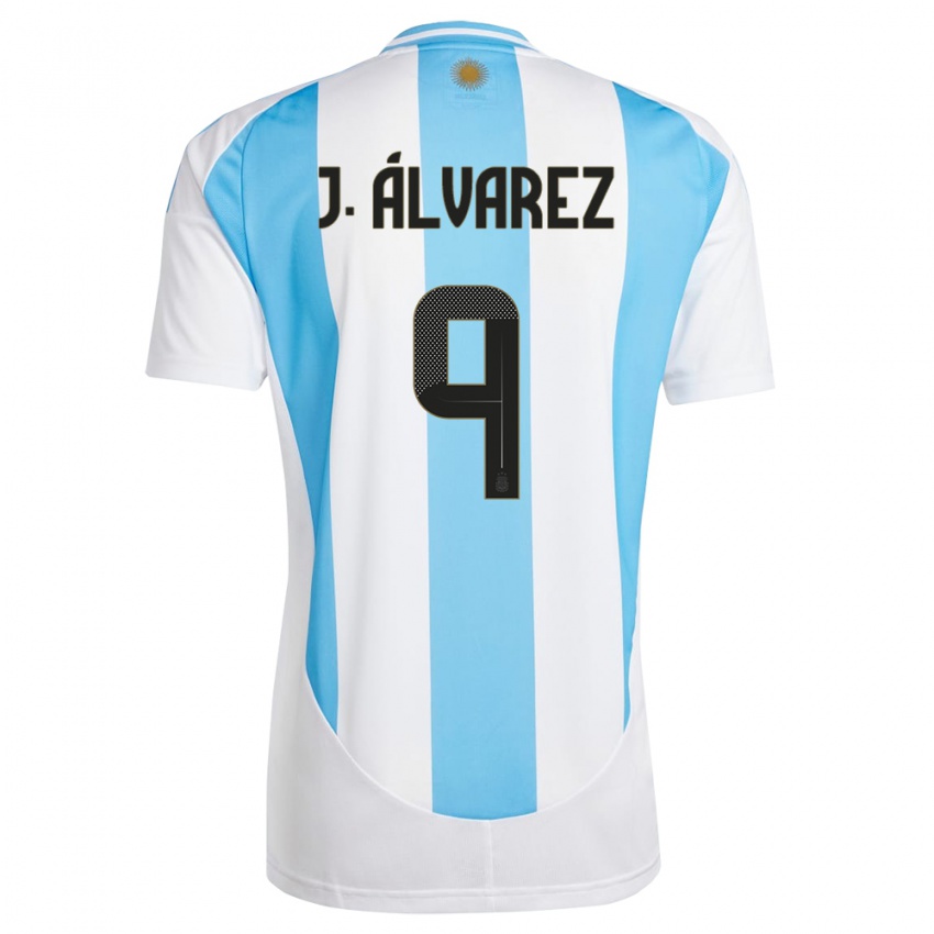 Kinder Argentinien Julian Alvarez #9 Weiß Blau Heimtrikot Trikot 24-26 T-Shirt Österreich