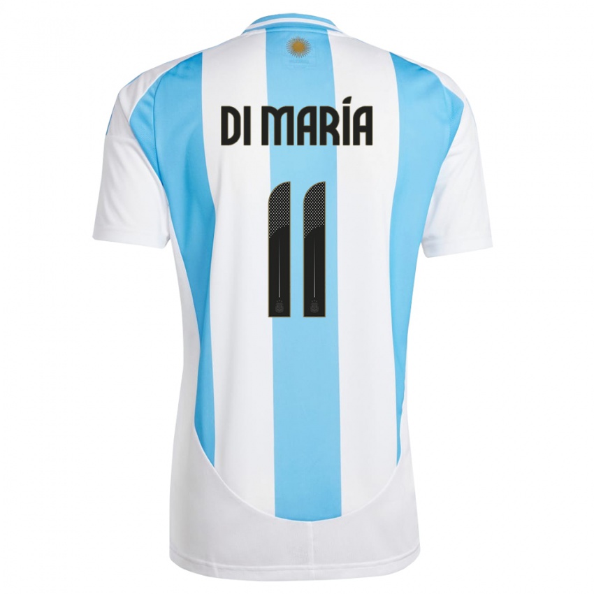 Kinder Argentinien Angel Di Maria #11 Weiß Blau Heimtrikot Trikot 24-26 T-Shirt Österreich