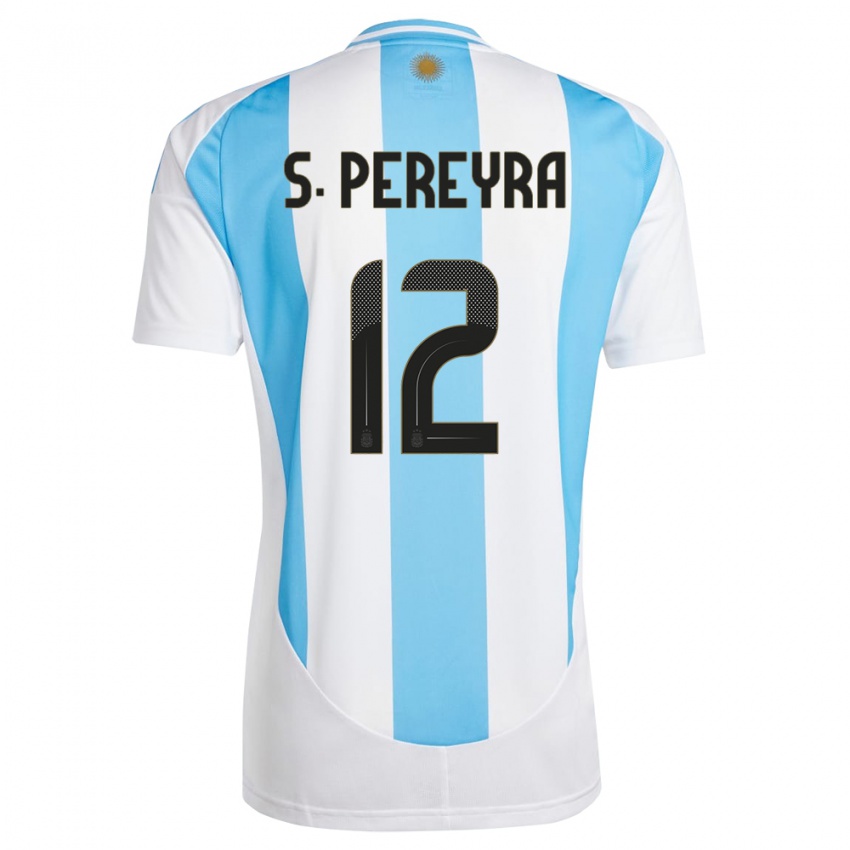 Kinder Argentinien Solana Pereyra #12 Weiß Blau Heimtrikot Trikot 24-26 T-Shirt Österreich