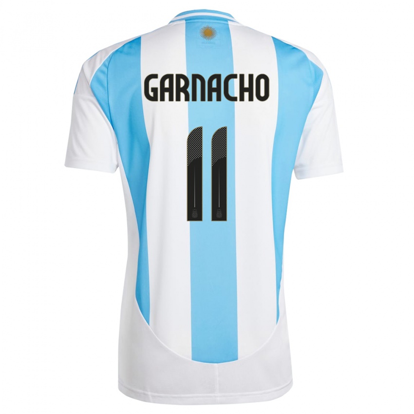 Kinder Argentinien Alejandro Garnacho #11 Weiß Blau Heimtrikot Trikot 24-26 T-Shirt Österreich