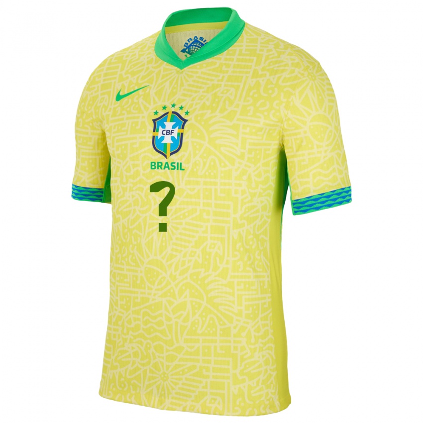 Kinder Brasilien Ihren Namen #0 Gelb Heimtrikot Trikot 24-26 T-Shirt Österreich