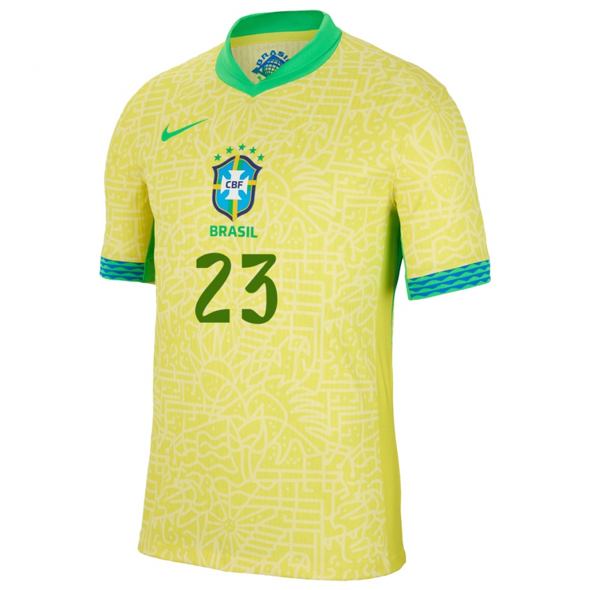 Kinder Brasilien Ederson #23 Gelb Heimtrikot Trikot 24-26 T-Shirt Österreich