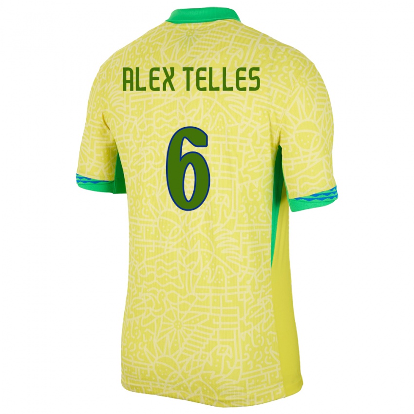 Kinder Brasilien Alex Telles #6 Gelb Heimtrikot Trikot 24-26 T-Shirt Österreich