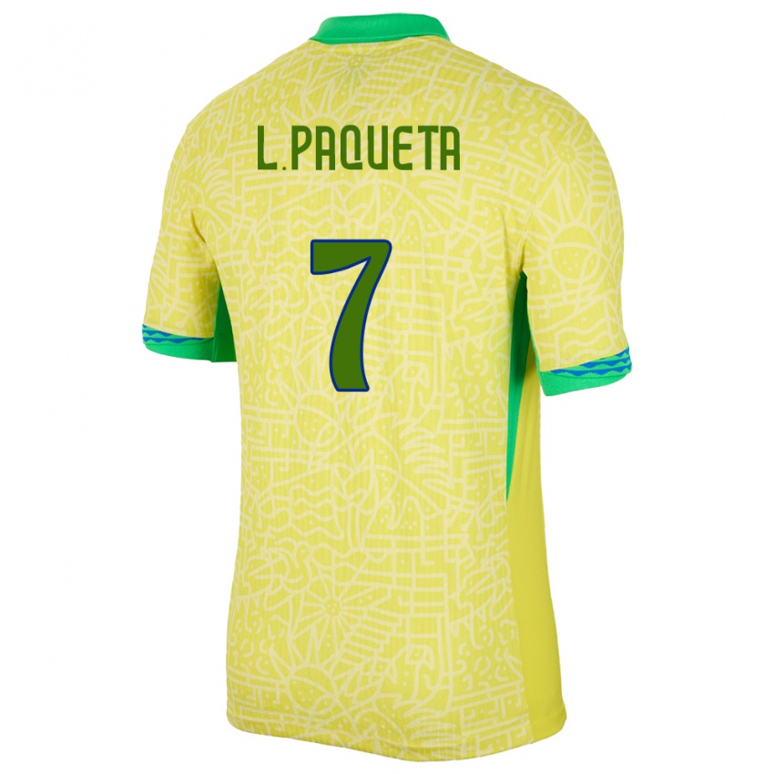 Kinder Brasilien Lucas Paqueta #7 Gelb Heimtrikot Trikot 24-26 T-Shirt Österreich