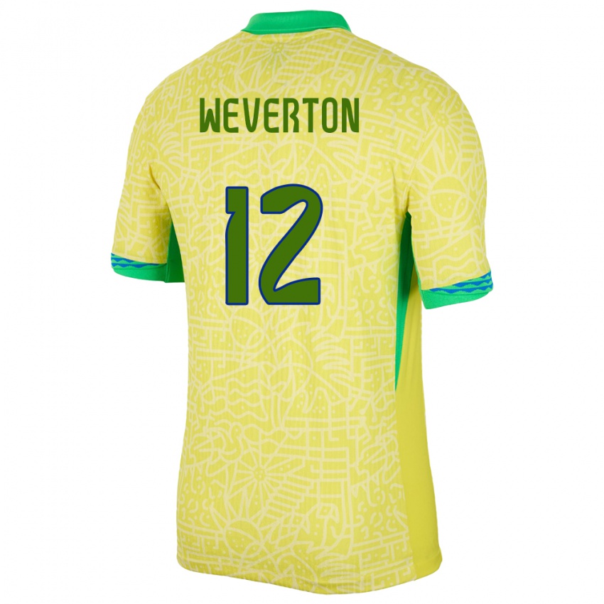Kinder Brasilien Weverton #12 Gelb Heimtrikot Trikot 24-26 T-Shirt Österreich