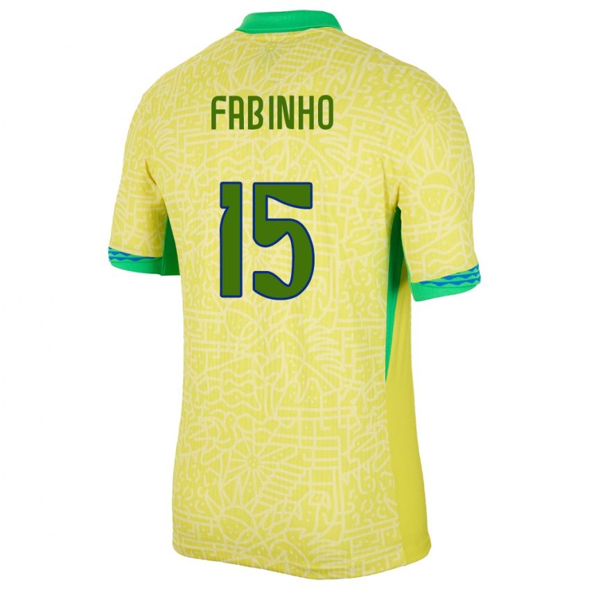 Kinder Brasilien Fabinho #15 Gelb Heimtrikot Trikot 24-26 T-Shirt Österreich