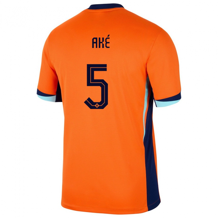 Kinder Niederlande Nathan Ake #5 Orange Heimtrikot Trikot 24-26 T-Shirt Österreich