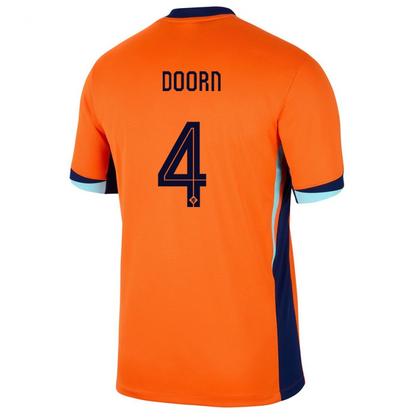 Kinder Niederlande Lisa Doorn #4 Orange Heimtrikot Trikot 24-26 T-Shirt Österreich