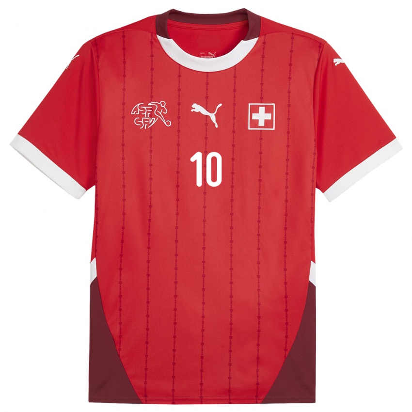Kinder Schweiz Granit Xhaka #10 Rot Heimtrikot Trikot 24-26 T-Shirt Österreich