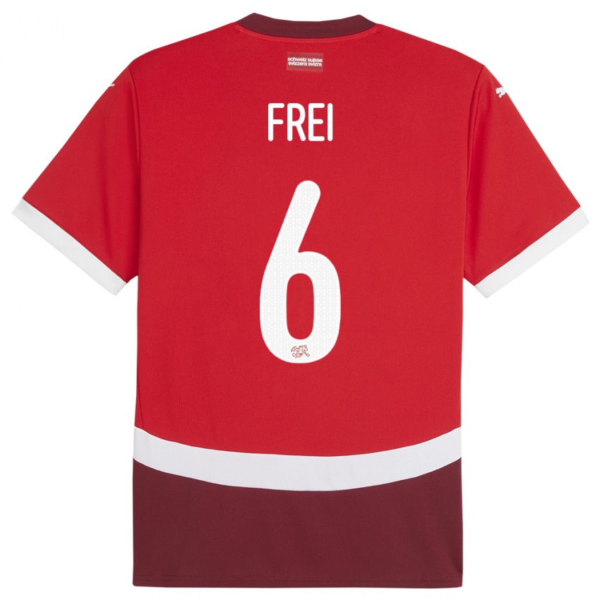 Kinder Schweiz Fabian Frei #6 Rot Heimtrikot Trikot 24-26 T-Shirt Österreich