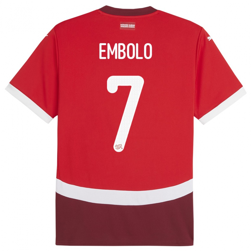 Kinder Schweiz Breel Embolo #7 Rot Heimtrikot Trikot 24-26 T-Shirt Österreich