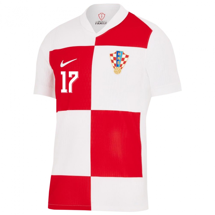 Kinder Kroatien Roko Brajkovic #17 Weiß Rot Heimtrikot Trikot 24-26 T-Shirt Österreich